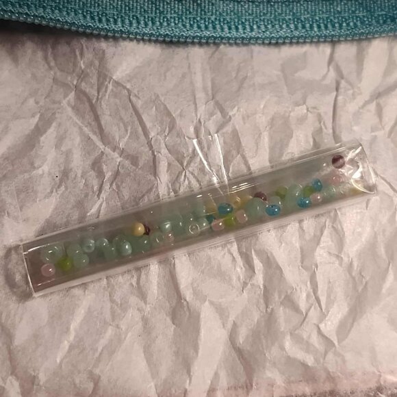 Easter Egg Aqua blue beaded zippered mini clutch, pouch - Picture 14 of 14